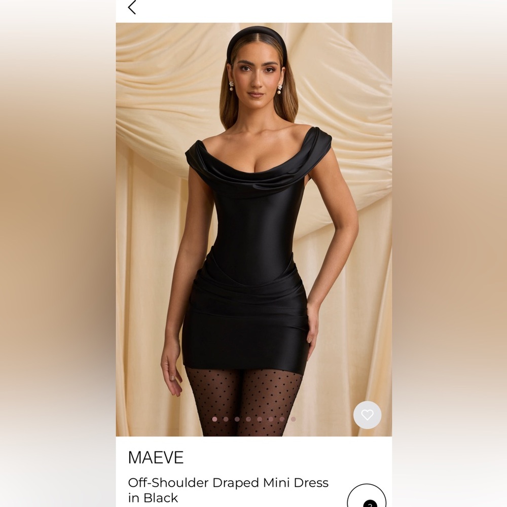 Brand new Oh Polly 
Still in packaging 

Off-Shoulder Draped Mini Dress in Black